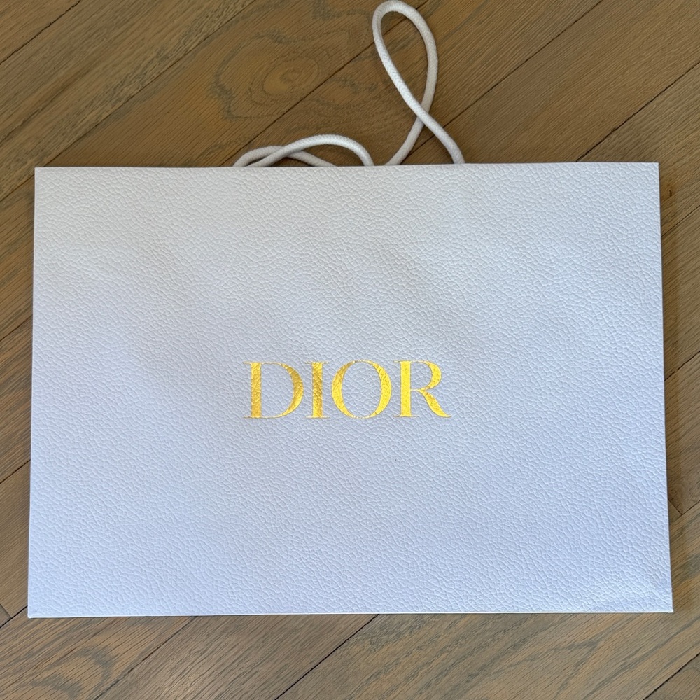 Dior White Shopping Bag with Gold Logo 
  Large size for shoes , purse